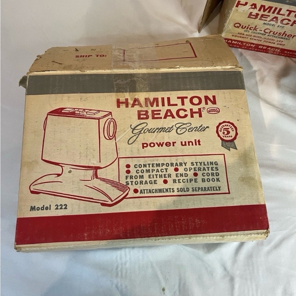 Vintage 60s Hamilton Beach Power Unit Model 222 and Quick-Crusher Model 577 - Picture 3 of 16